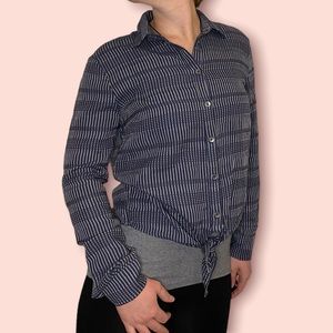ROXY Suburb Vibes Jacquard Button Down Front Tie Shirt
